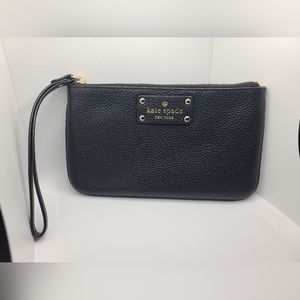 Kate Spade Black Leather Wristlet NEW CONDITION